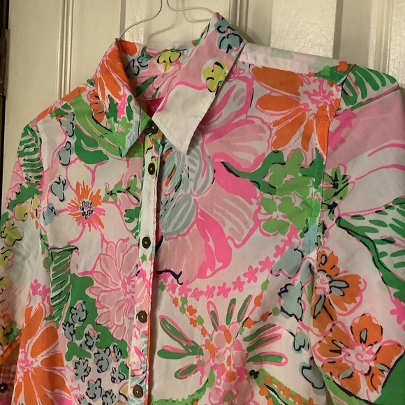 Lilly Pulitzer For Target Long Sleeve Button Down Top Size Small - Picture 2 of 16